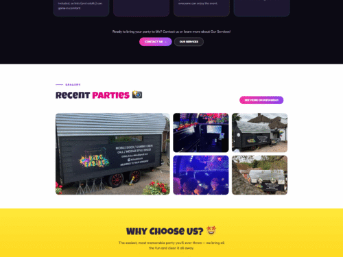 Mobile Party Cabin Website: Neon Design to Editable WordPress