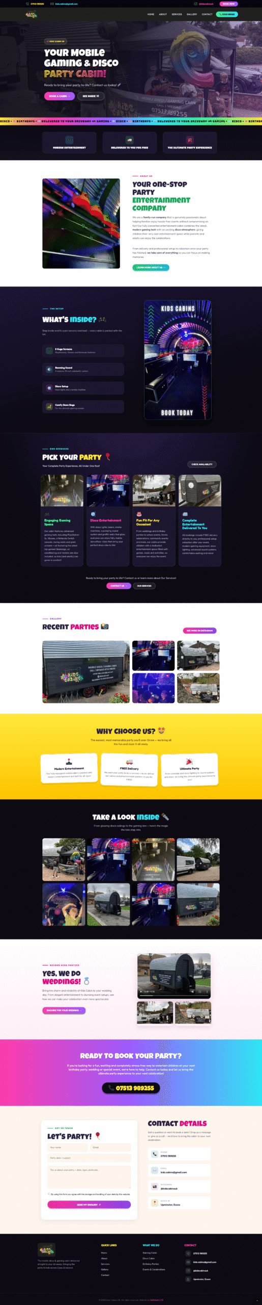 Mobile Party Cabin Website: Neon Design to Editable WordPress
