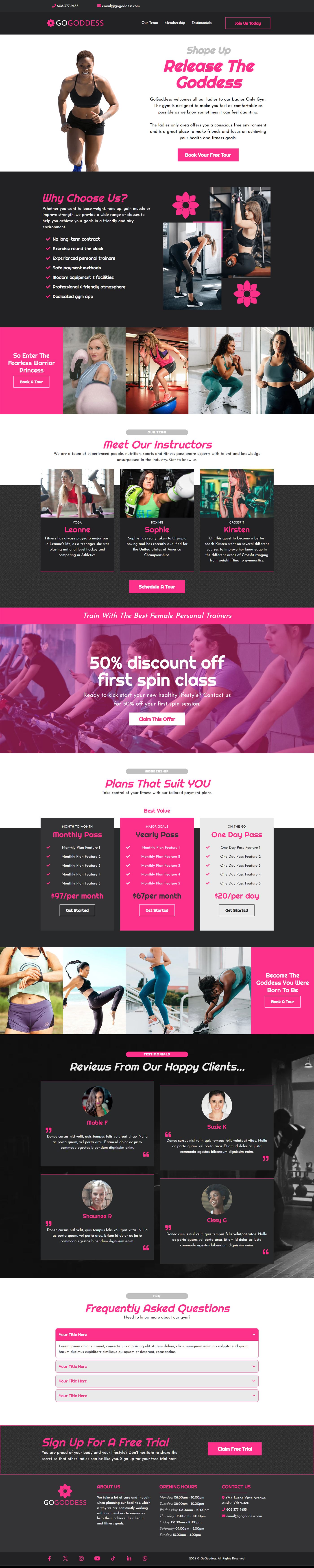 Ladies-Only Gym Funnel with Membership Tiers